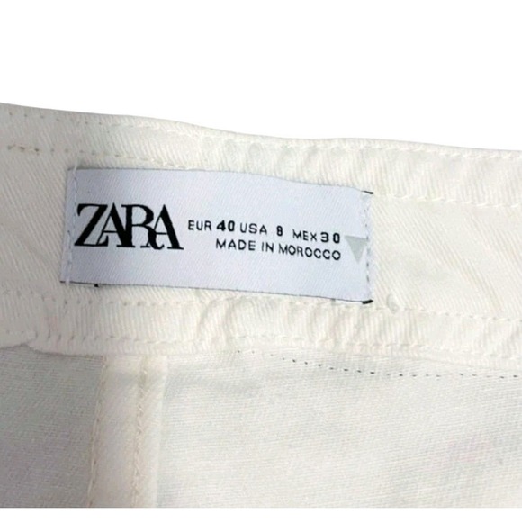 Zara TRF High Rise Straight Cargo Pants Oyster White Size 8 Preppy Nautical‎ - Picture 8 of 12